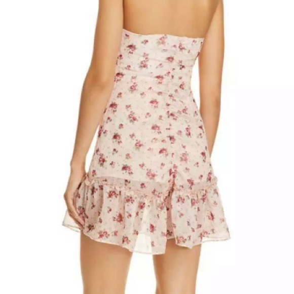 The East Order Blush Ruched Floral Lila Mini Dress - Picture 2 of 10